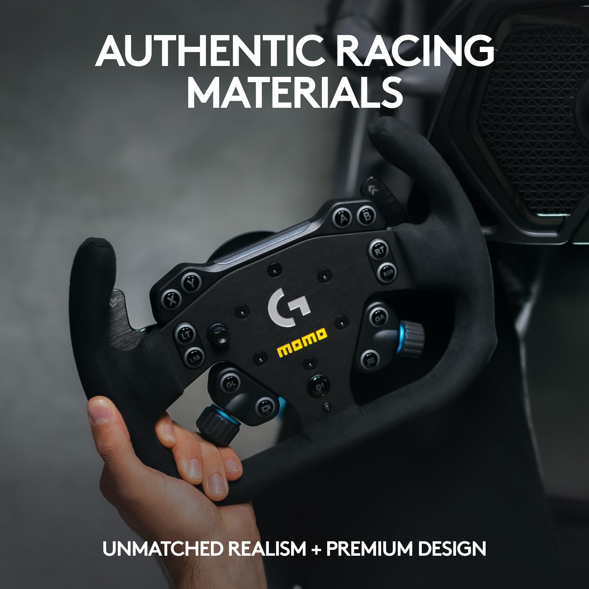MOMO Motorsport Pro SIM Racing Wheel – Poignée en microfibre de qualité supérieure, compatible avec le hub Logitech G RS, accessoire de simulateur de course pour Xbox Series X/S PS4 PS5 PC, qualité