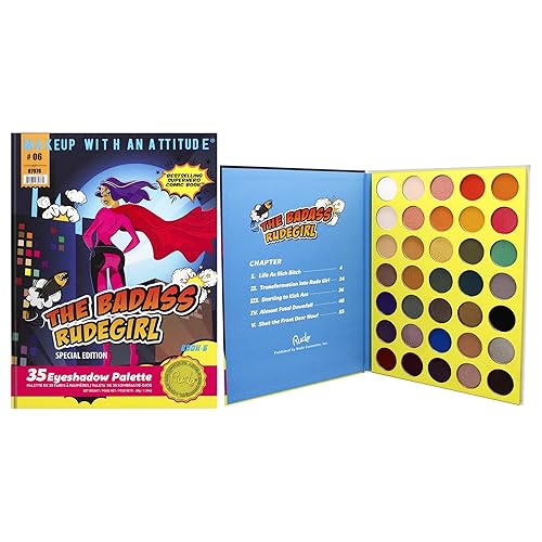 Rude Cosmetics The Badass Rudegirl 35 Paleta de sombras de ojos  Libro 6 para mujer  Sombra de ojos de 1.34 oz
