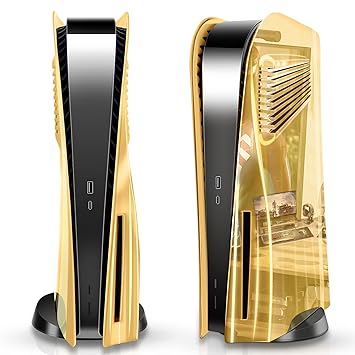 PS5 Plates for Playstation 5 Disc Edition, innoAura PS5 Face Plates with Cooling Vents, Anti-Scratch Dustproof Protective PS5 Cover, Premium ABS Replacement Shell for PS5 Disc Edition (Gold)
