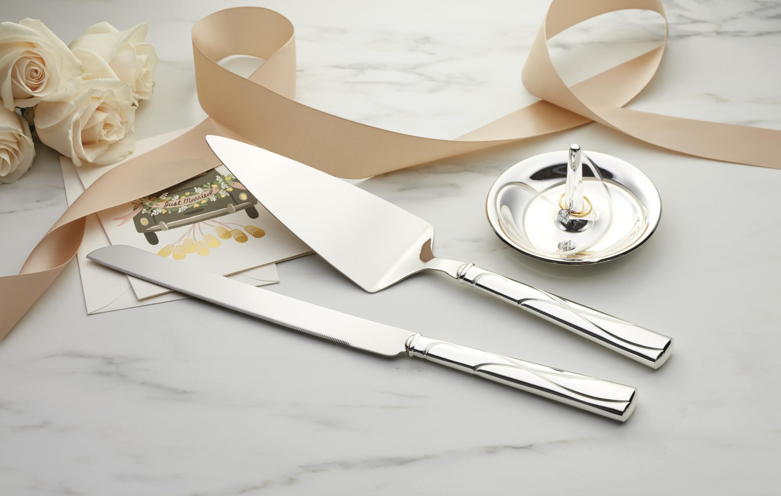 Lenox ケーキサーバーセット Amazon.com | Lenox Cake Knife & Server Adorn Set, Silver
