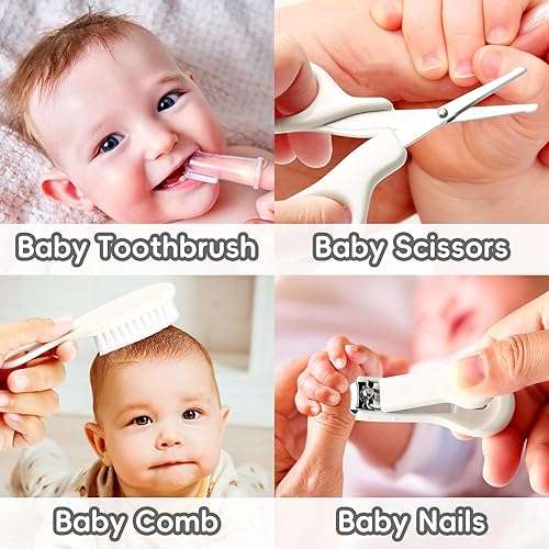 Miniatura 5 de Kit de aseo para bebés, juego de cuidado de seguridad infantil con cepillo para el cabello, peine cortaúñas, aspirador nasal, kit esencial para