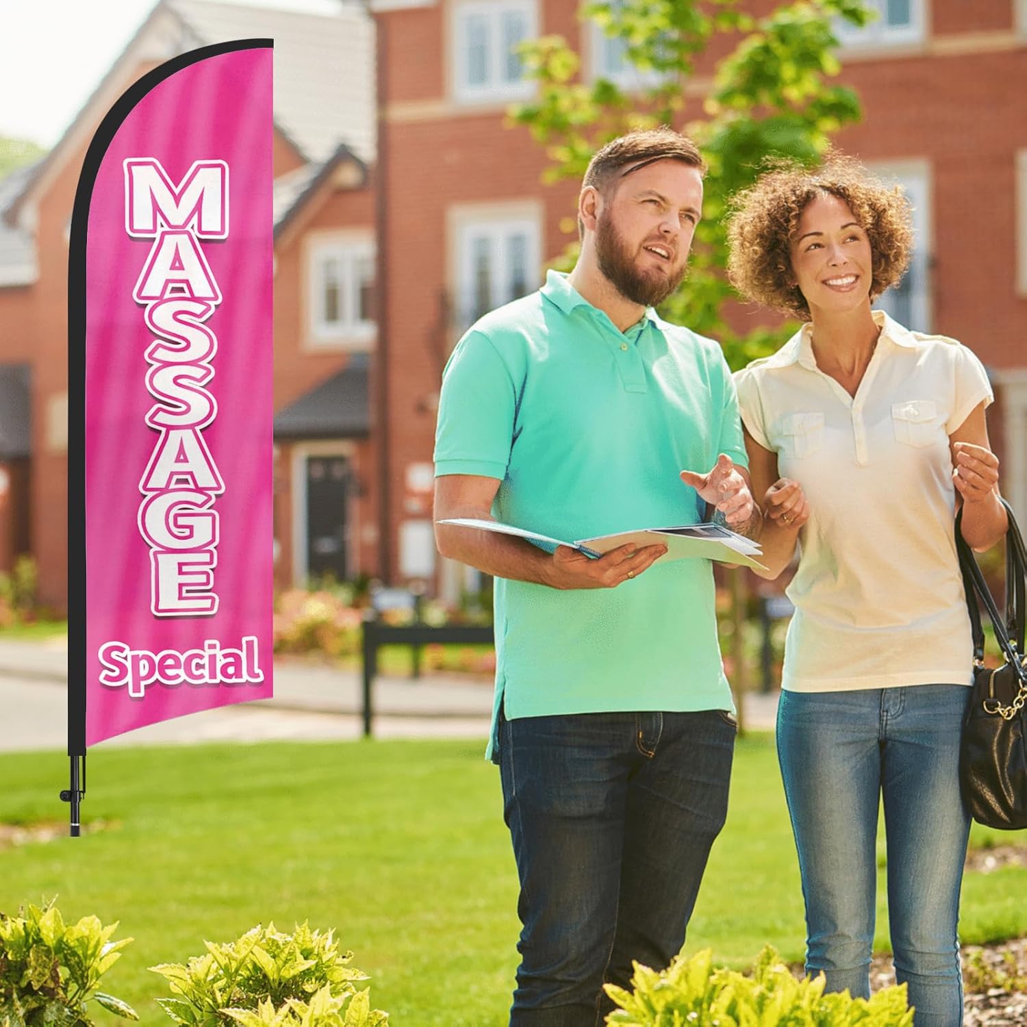 Massage Special Advertising Swooper Flags Banners, Massage Special Feather Flags with Poles and Ground Stake, 8FT Advertising Feather Flags Sign for Massage Special Business
