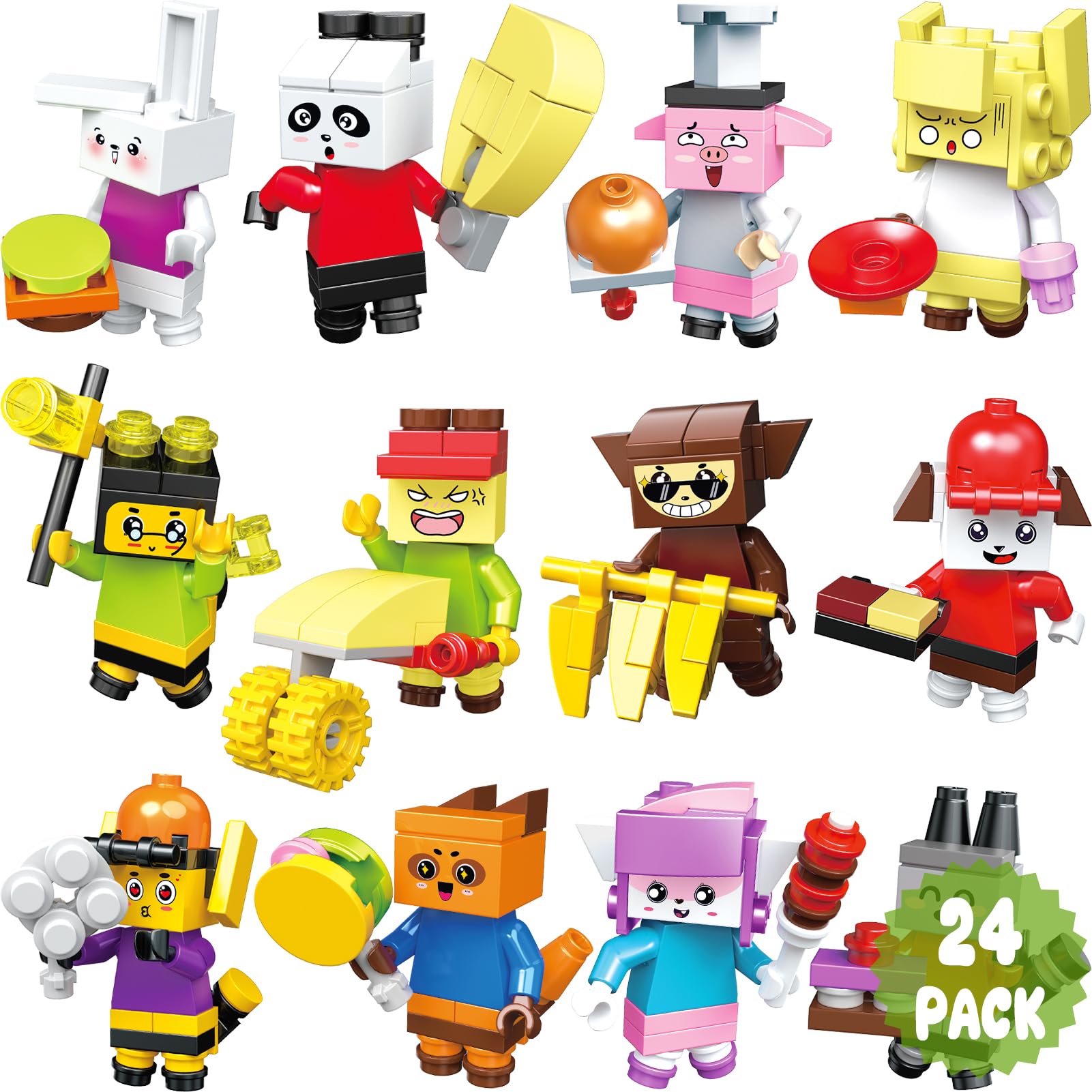 Asoulin 24 Pack Valentines Building Blocks Set - Animal Restaurant