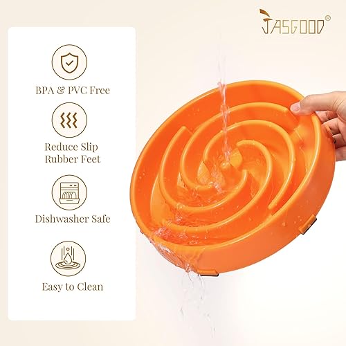 Miniatura 5 de JASGOOD Cuenco para perros de alimentación lenta, antigolpe, evita la hinchazón y la asfixia, diseño saludable para perros grandes y medianos