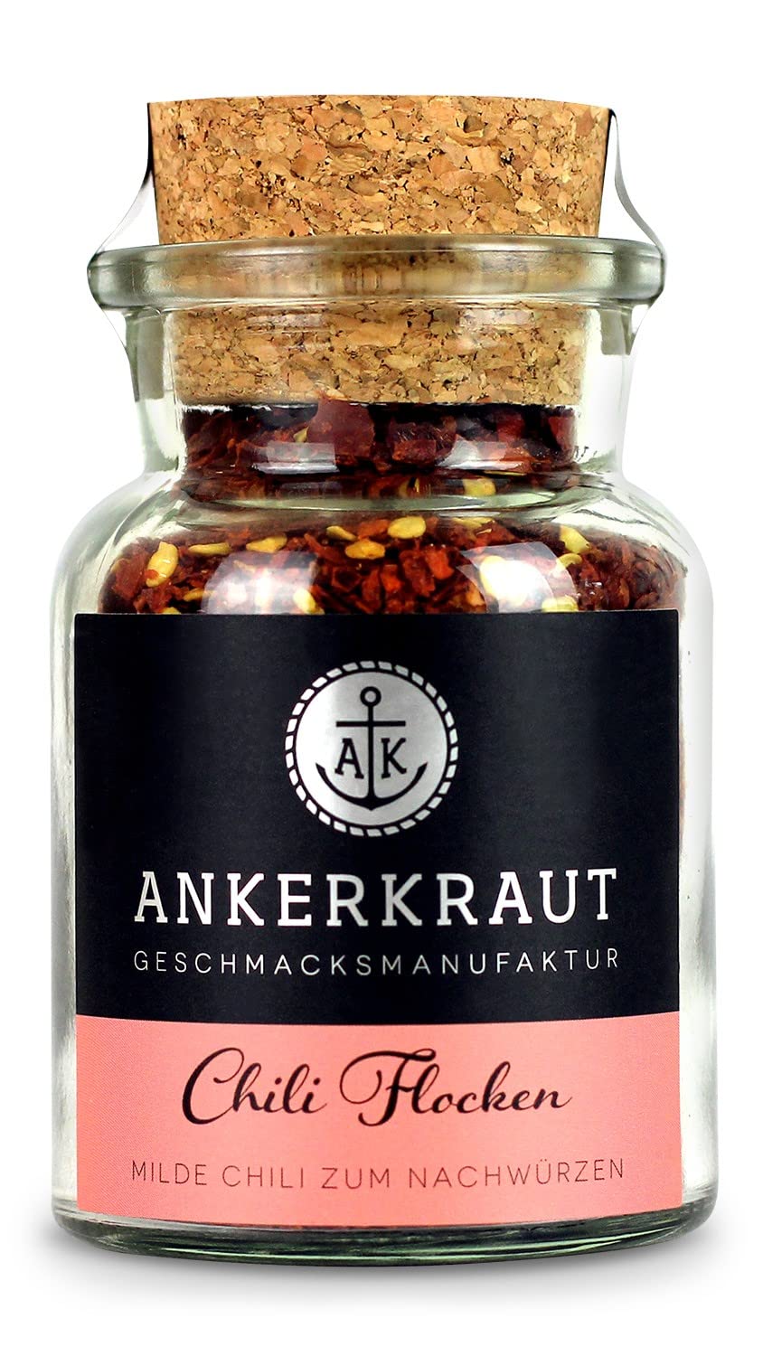 Ankerkraut Geschenk-Set Chili mit Chipotle, Chili Flocken, Grüne Jalapeño und Cayennepfeffer im Korkenglas, Gewürze in Deluxe-Box