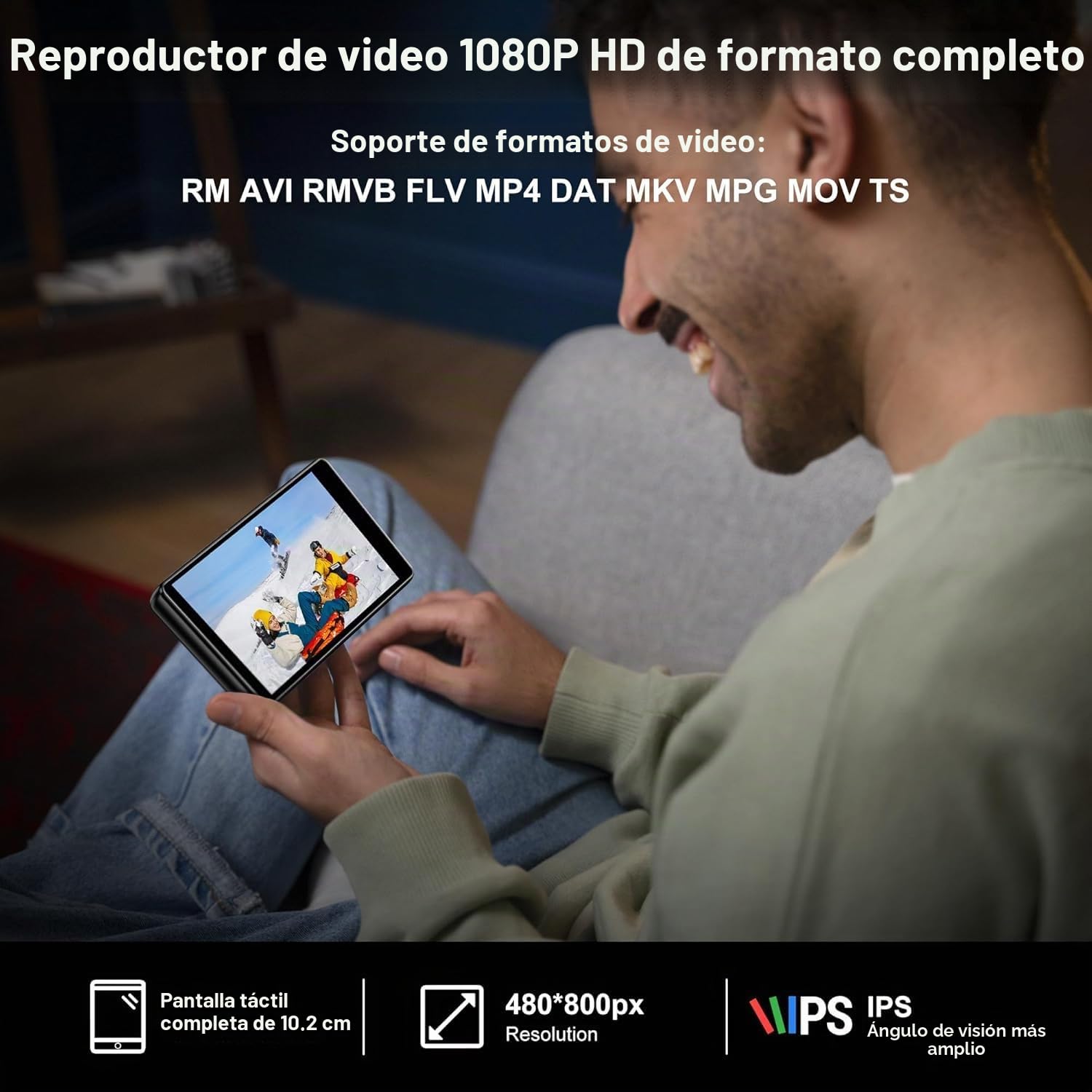 SWOFY Reproductor de MP3 y MP4 de Android, pantalla táctil de 4,0 pulgadas con Bluetooth y WiFi, compatible con Spotify, Pandora, Amazon Music, Libby, Audible y navegador, memoria ampliable hasta 1 TB