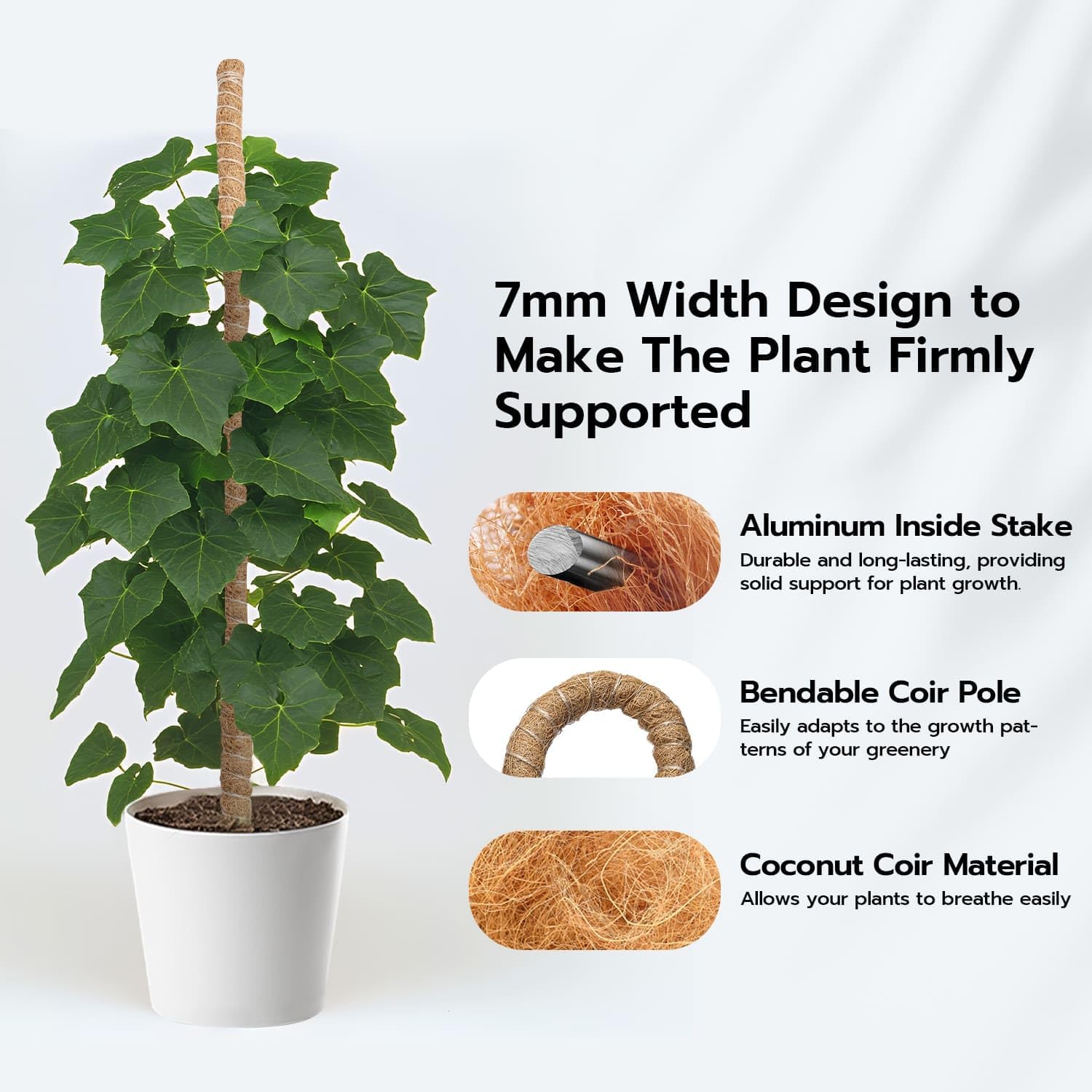 Mcbazel Tuteur Plante Grimpante Coco sur Piquet de Plante 120cm, Support Tuteur de Coco La - Analyse des détails et conception