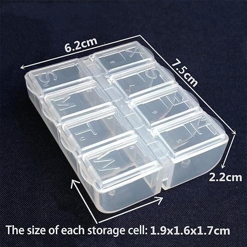 Miniatura 2 de Pastillero semanal transparente, pastillero de viaje, organizador de pastillas de viaje, material de polipropileno de grado alimenticio, cómodo de