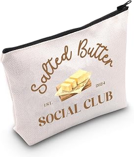 WCGXKO Salted Butter Social Club Makeup Bag Funny Baking Gift Foodie Gift for Butter Lover (Salted Bag)