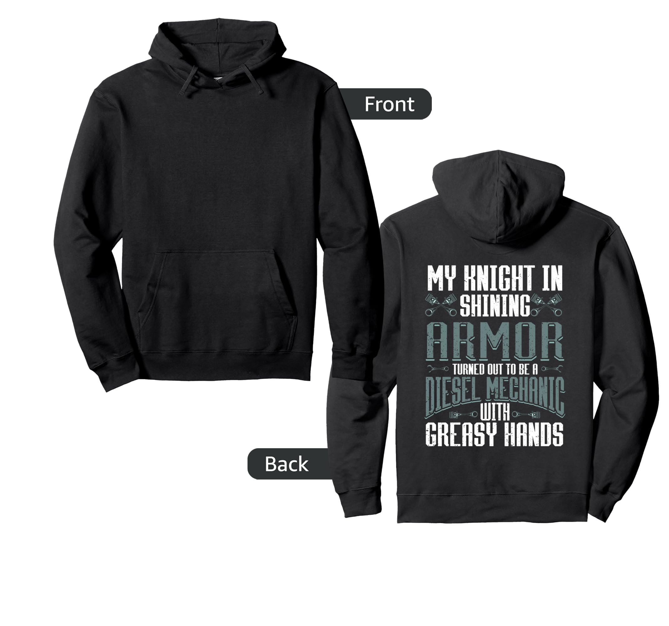 Vintage Mechanic Girlfriend Diesel Mechanic Wife Pullover Hoodie
