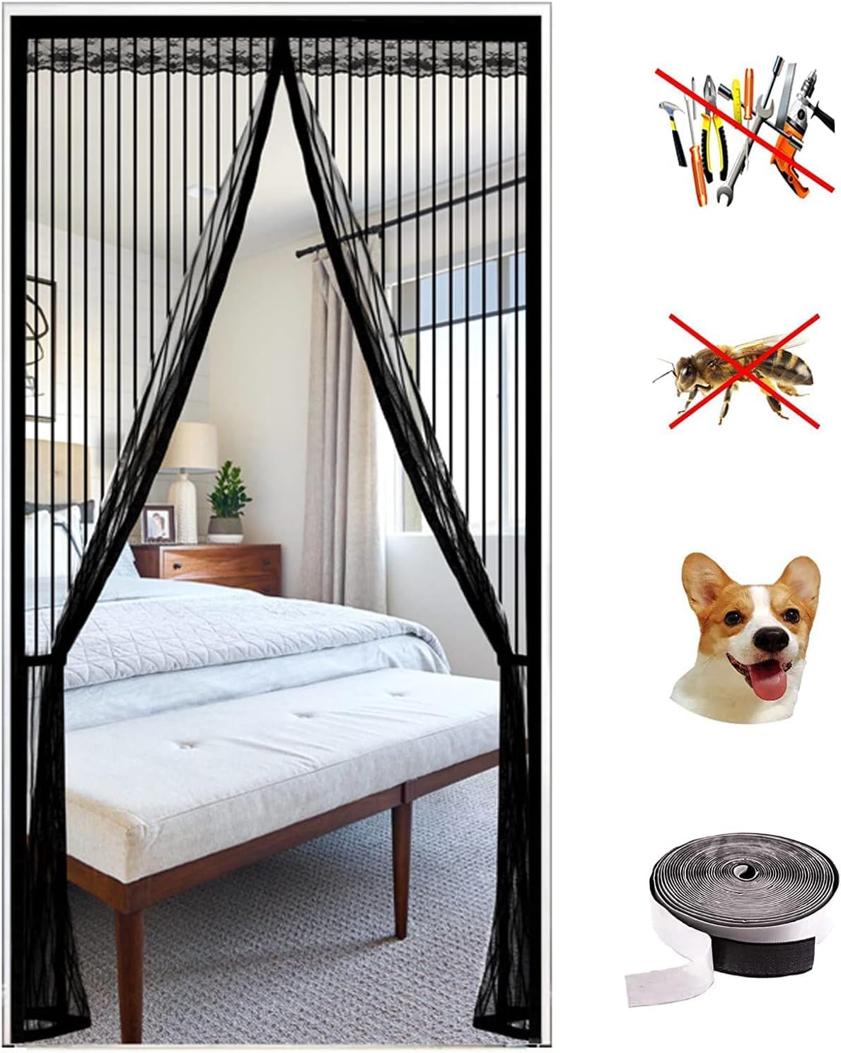 Fly Screen Door 90x210 cm, Moseem Fly Nets for Doors with