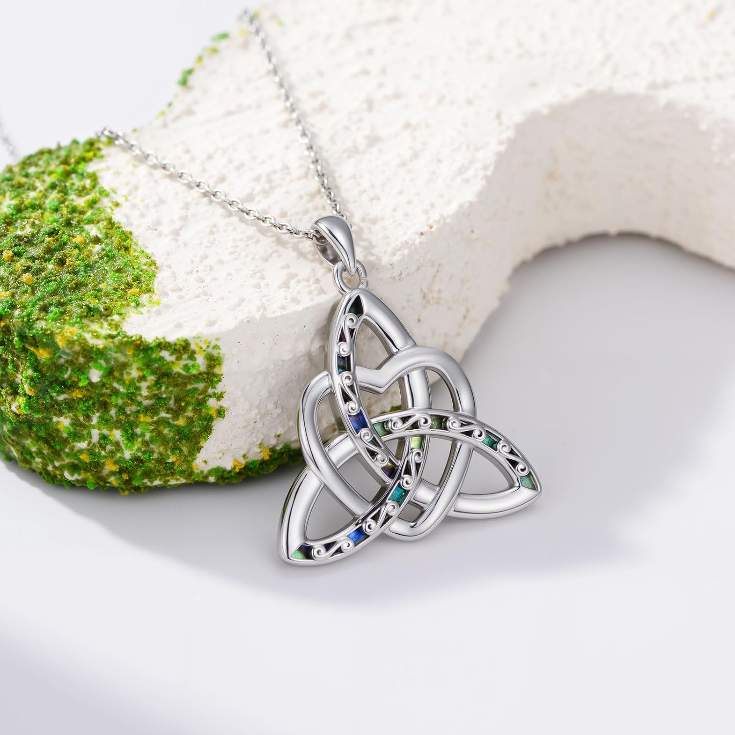 Celtic Knot Necklace for Women 925 Sterling Silver Trinity Knot Pendant with Abalone Irish Jewelry Birthday Gift for Women - Image 2