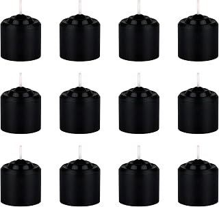 Mega Candles 12 pcs Unscented Black Votive Candles, Hand Poured Wax Candle 10 Hours 1.38 Inch x 1.5 Inch, Home Décor, Wedding Receptions, Centerpieces, Occasions, Events, Meditations, Holders
