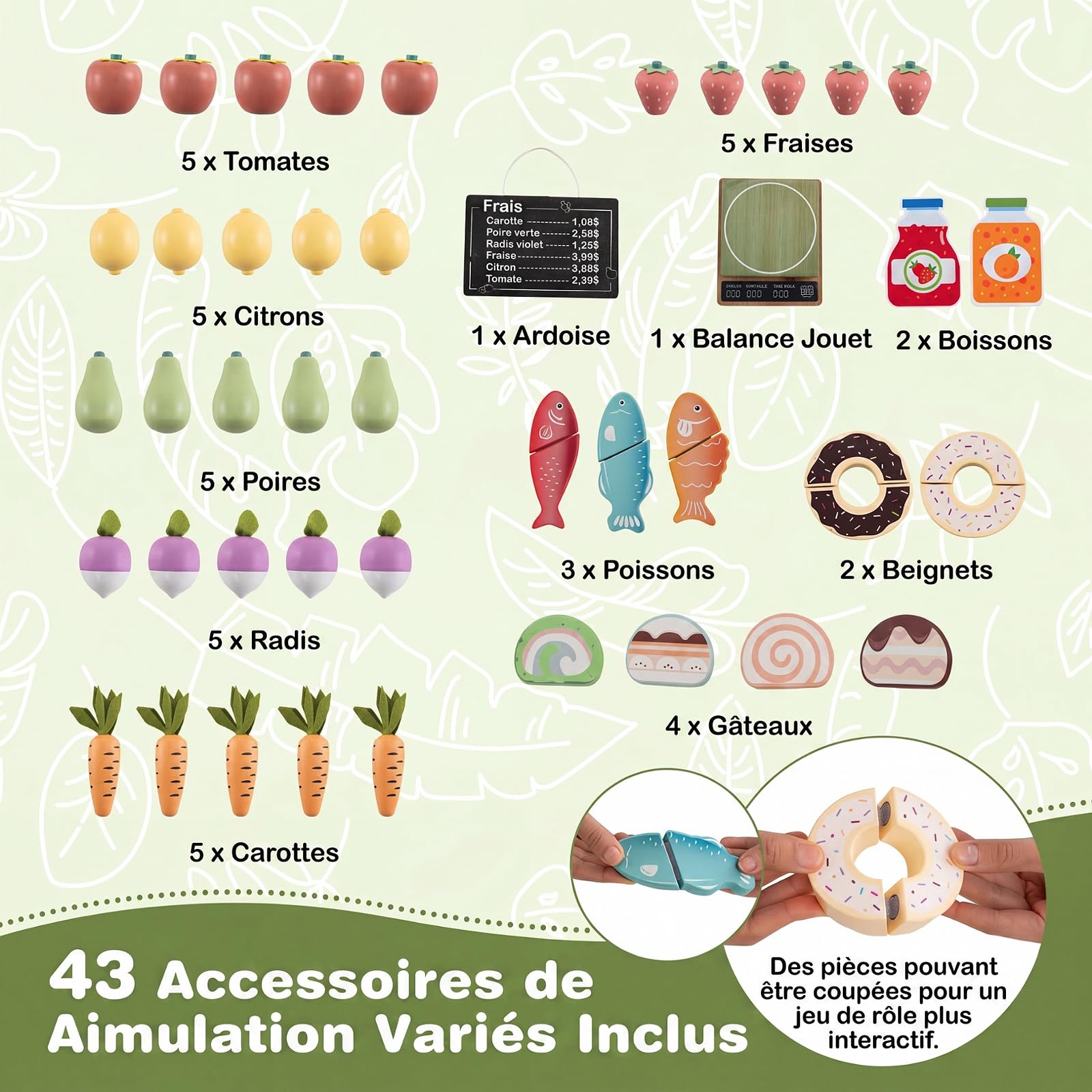 COSTWAY Marchande Enfants Montessoir en Bois Sapin avec Tableau Noir