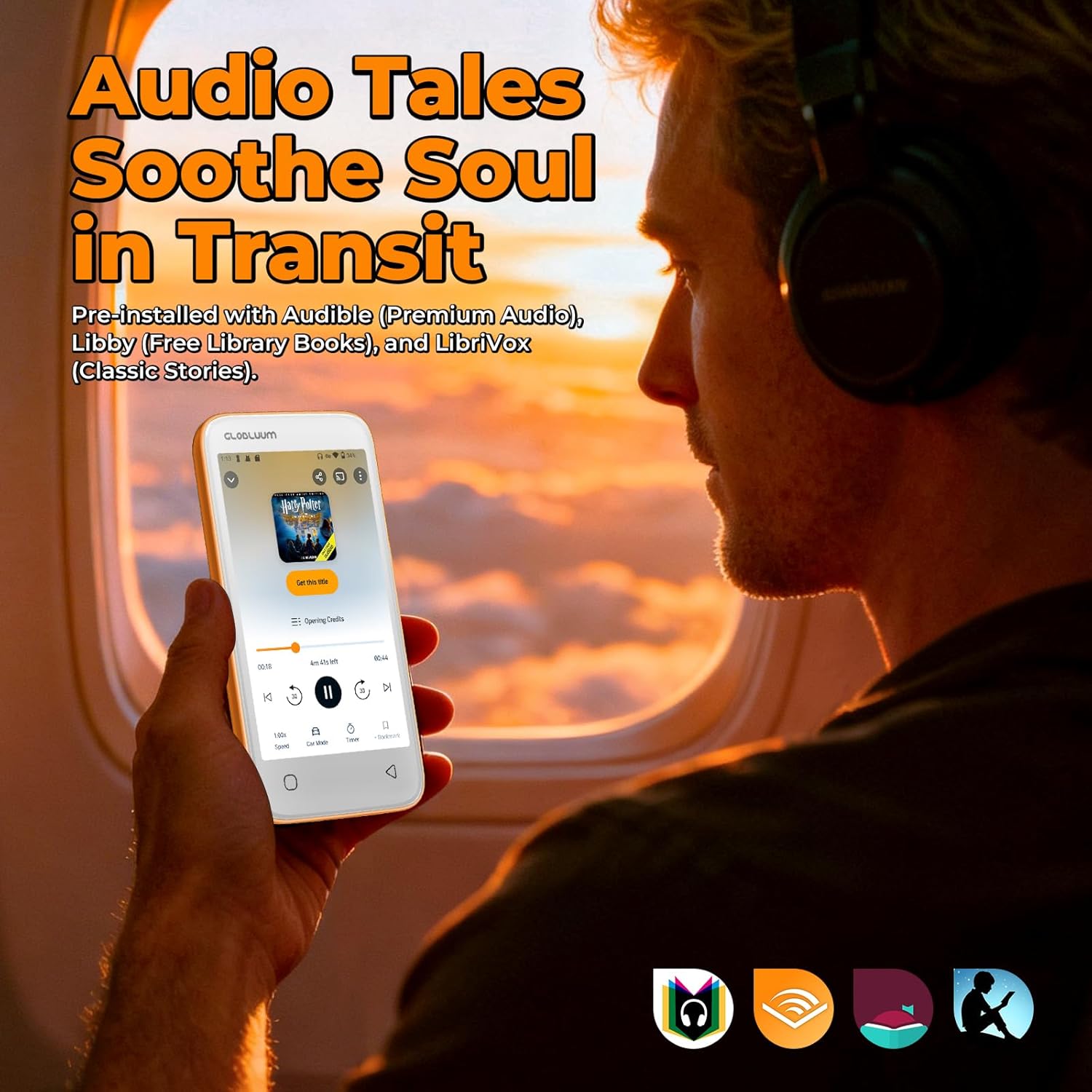 96GB MP3 Player with Bluetooth 5.0 and WiFi, Music Player with Spotify, Audible, Amazon Music, Pandora, Libby, Spotify Kids, 4" Touchscreen Android MP4 Player with HiFi Sound (Cosmic Orange)