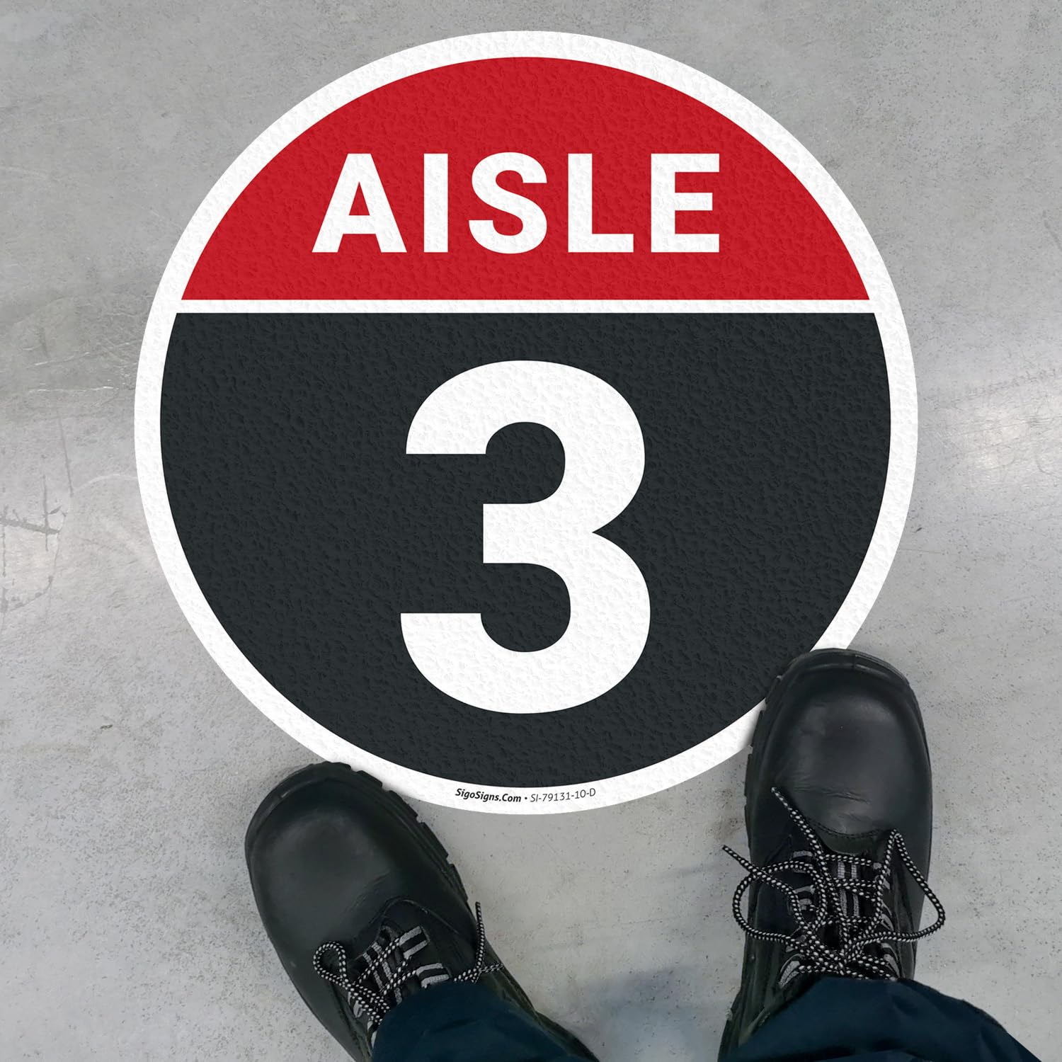 Aisle 3 18x18 inches, Floor Decal Anti-Slip Adhesive Floor Sign Made in USA