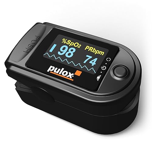 Pulsoximeter Pulox PO-200 Solo in Schwarz - Messung von Sauerstoffsättigung (SpO₂), Herzfrequenz (Puls) und Perfusions Index (PI)