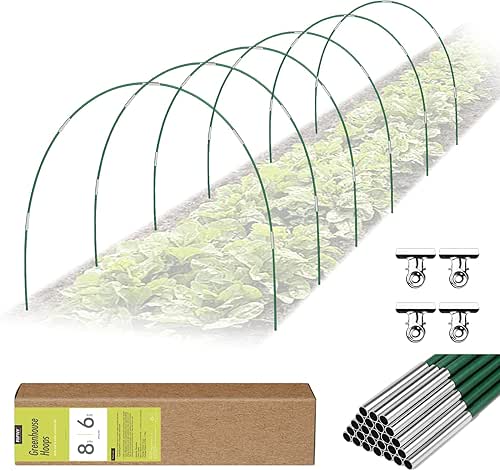 36 PCS Garden Hoops for Raised Beds, Rifny 6 Sets