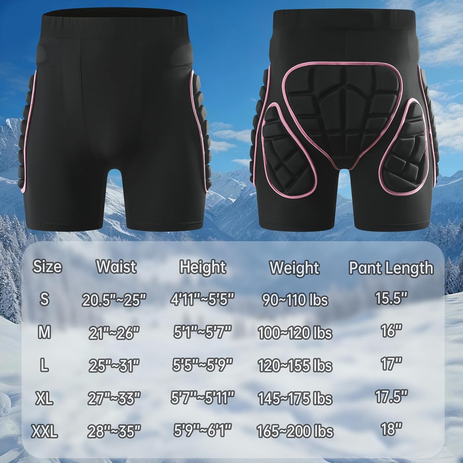 OHMOTOR Padded Shorts Snowboarding Skiing for Women Men, Skating Butt Pad Guard, Impact Crash Pants Shorts Hip Protection - Image 6
