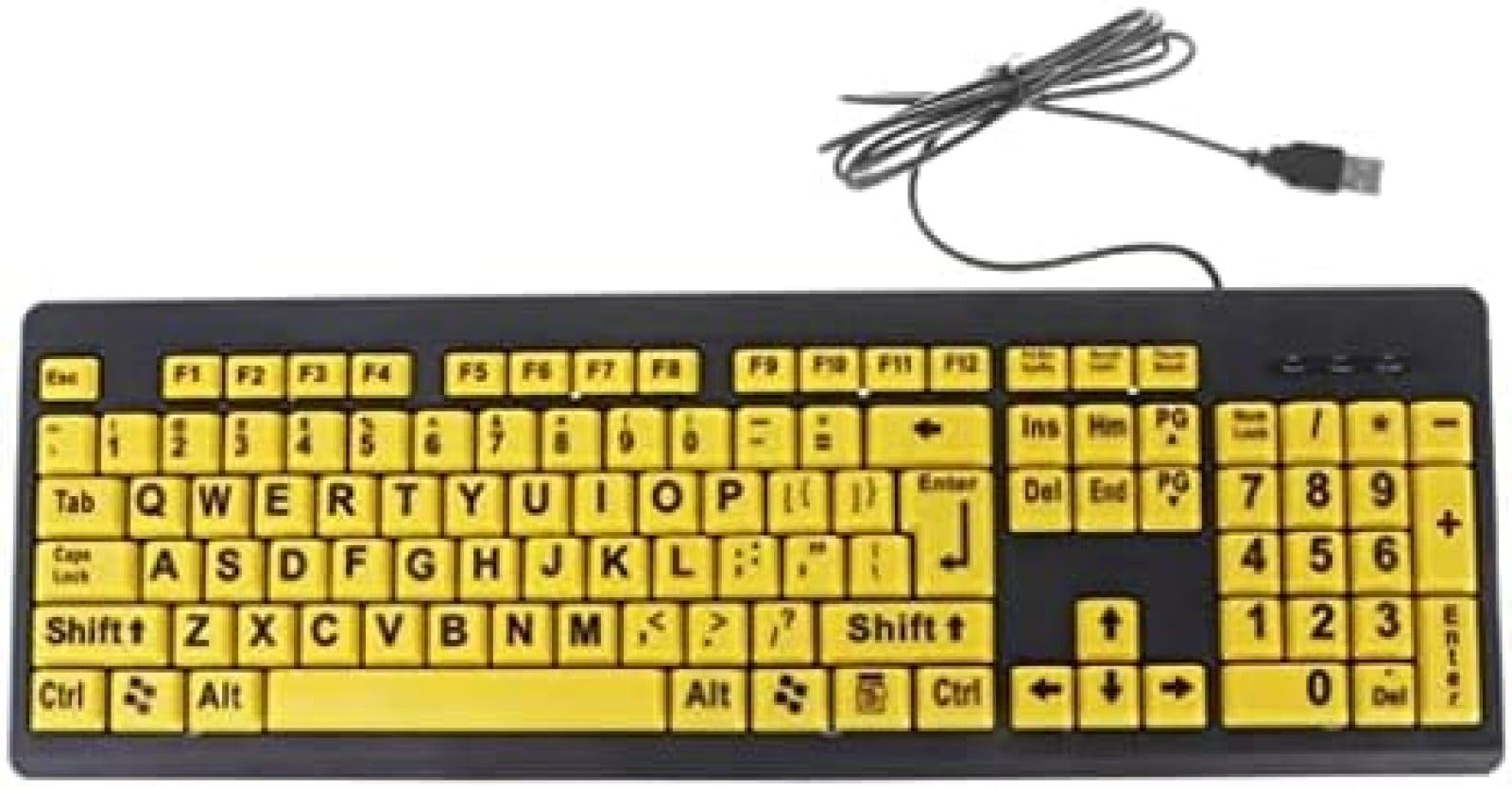 Tastiera Cablata USB Tastiera con Tasti Gialli con Stampa di Grandi Lettere Nere per Anziani E Ipovedenti,outstanding78