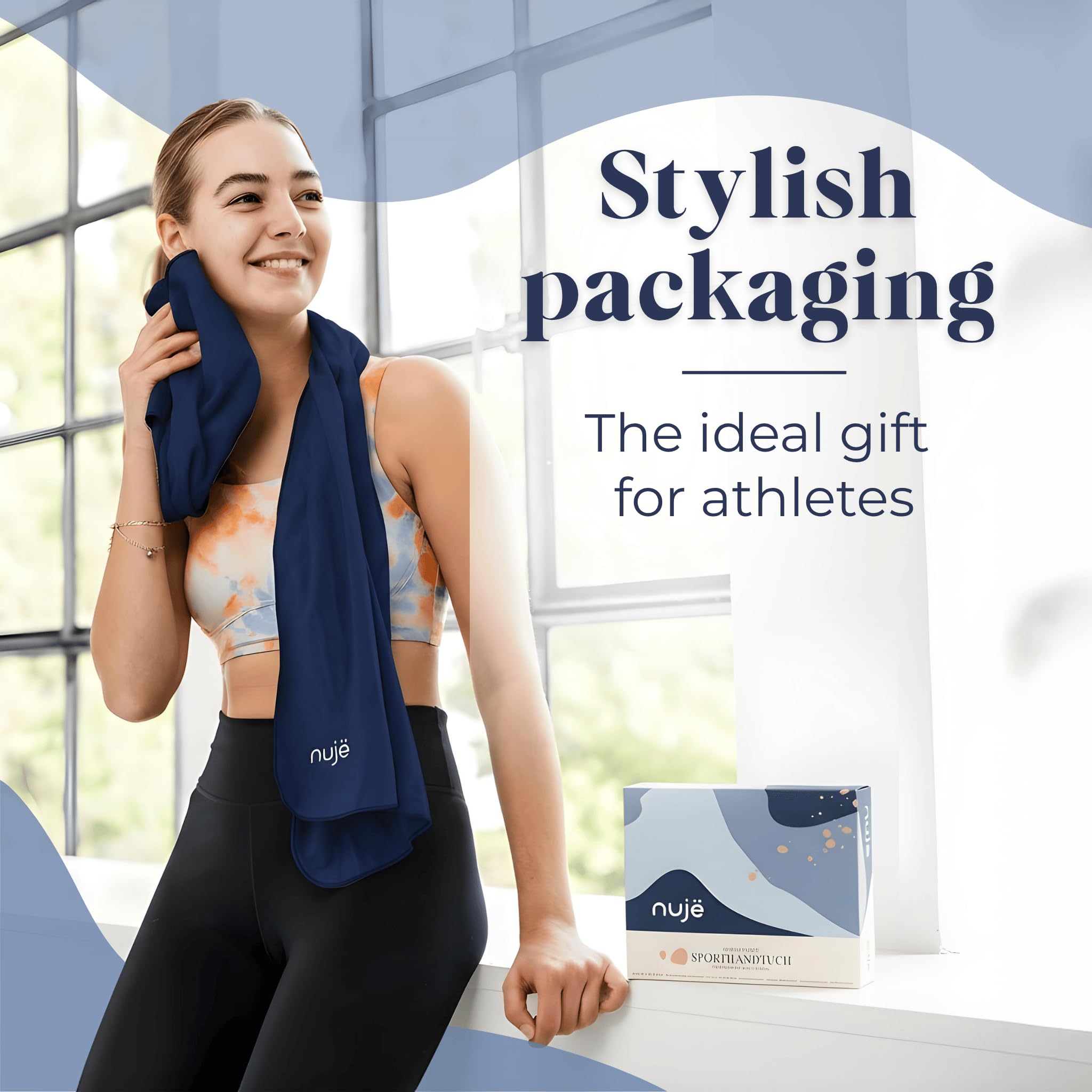 Serviette Fitness Microfibre Extra Grande 125x50 Cm – Avec Pochette Zippée, Rabat Anti-Sueur, Lot 2 + Emballage Cadeau