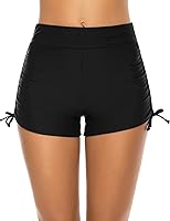 Lecieldusoir Women's High Waisted Swim Shorts - Adjustable Boy Board Shorts for Swimming Surfing Workouts