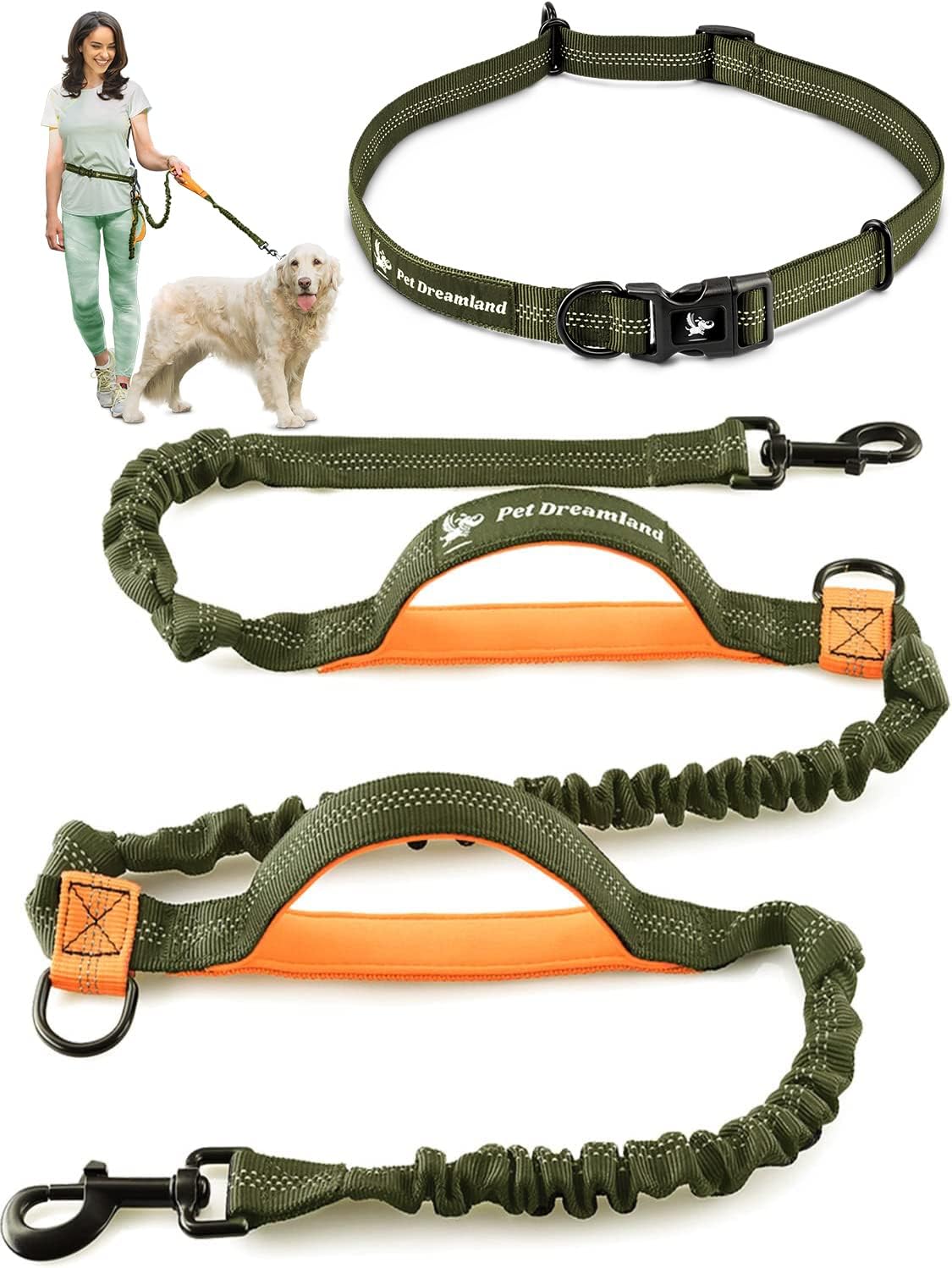 Pet Dreamland Exquisite Hands Free Leash for Large Dogs. Ultimate Comfort & Freedom for Running, Walking and Hiking. Premium Quality, Durable & Versatile Dog Walking Belt. Your Dog Will Love It.