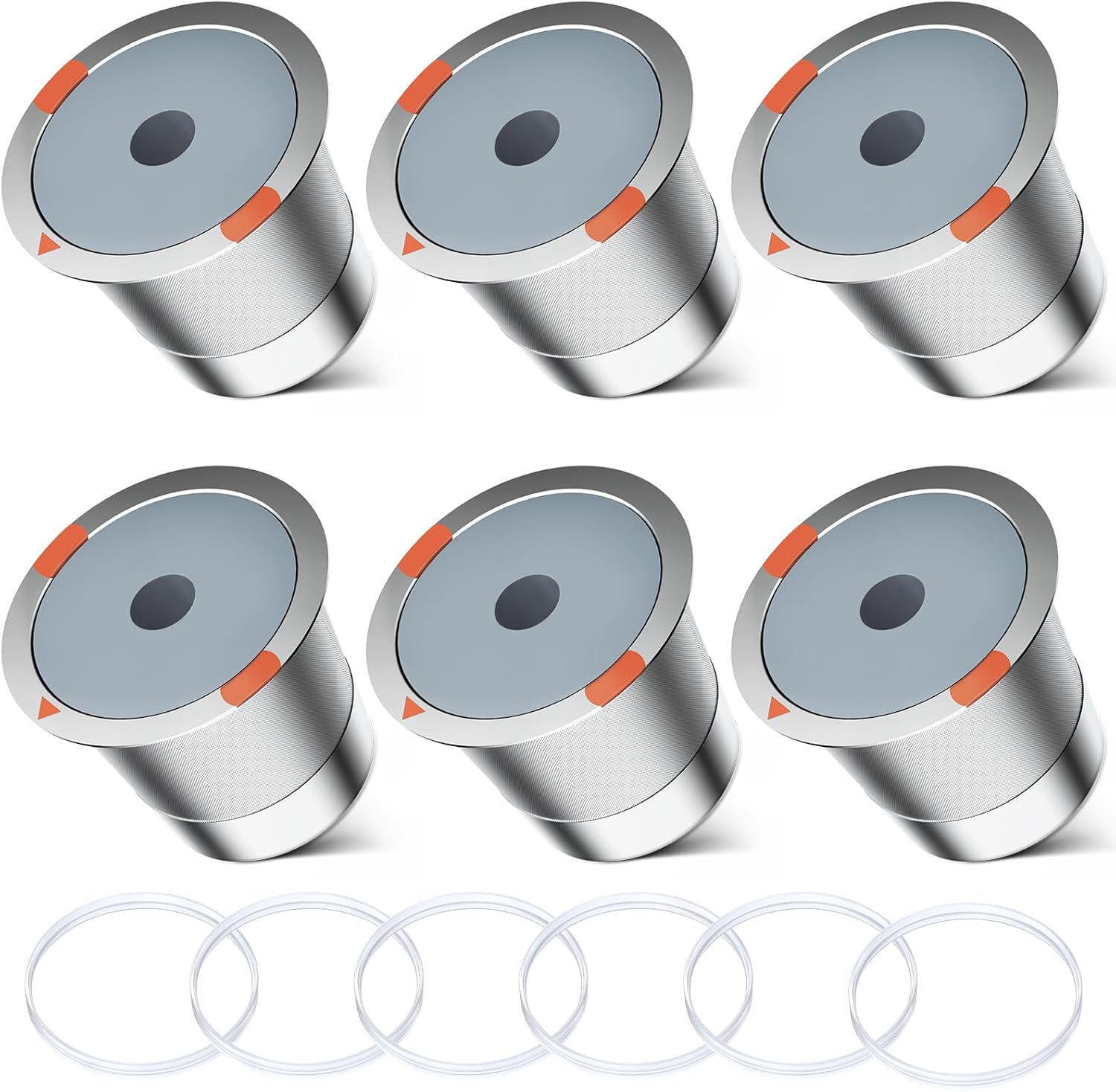 Reusable k Cup Coffee Filters,Universal stainless steel Refillable k Cups Filter Use for Keurig 2.0 and 1.0 Coffee Makers-brewers (6pack)
