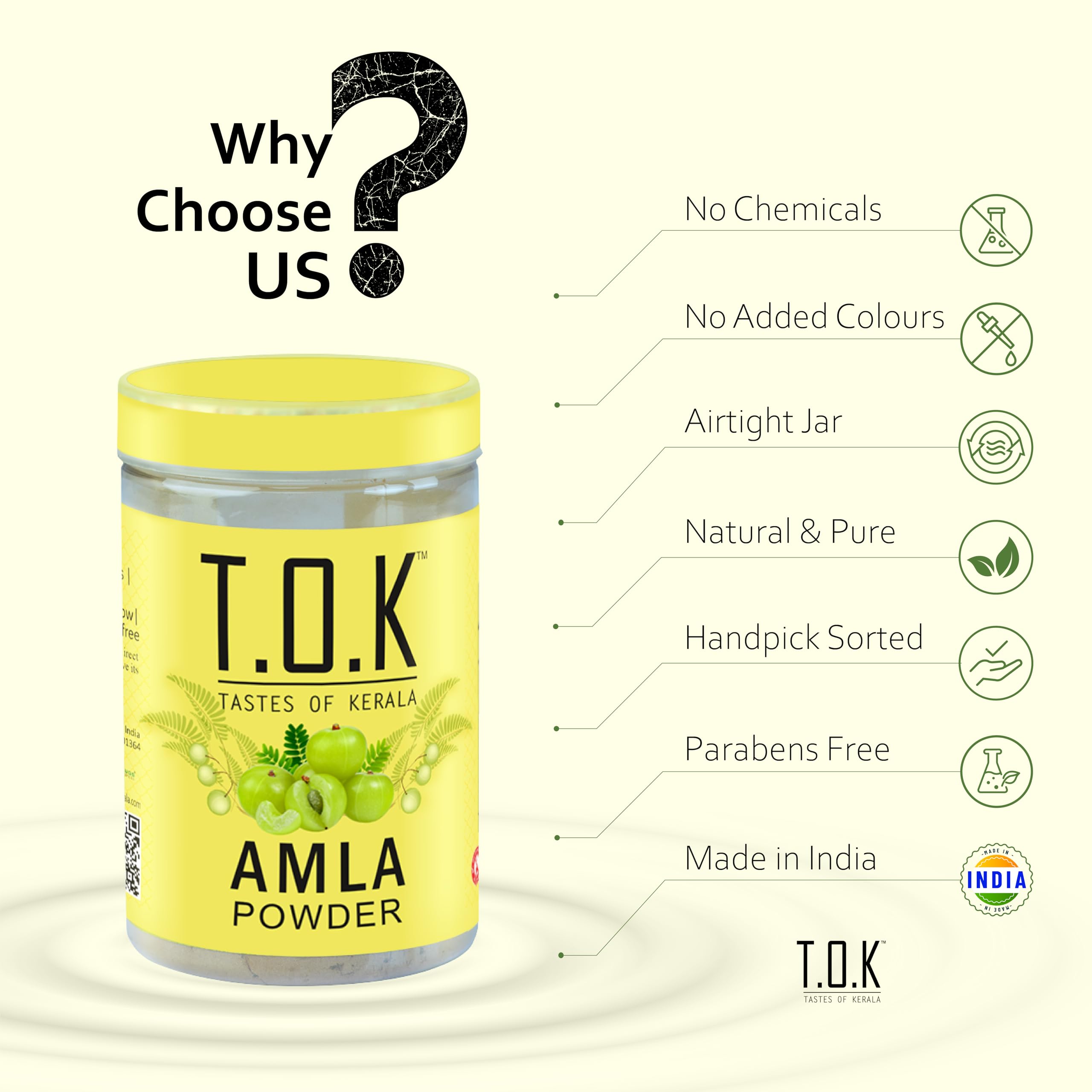 T.O.K Tastes of Kerala Pure Amla Powder 150g | Natural Gooseberry Powder for Hair Care, Skin Glow & Daily Wellness | 100% Natural Herbal Powder | Additive-Free Superfood for Hair & Skin — Amazon image 2