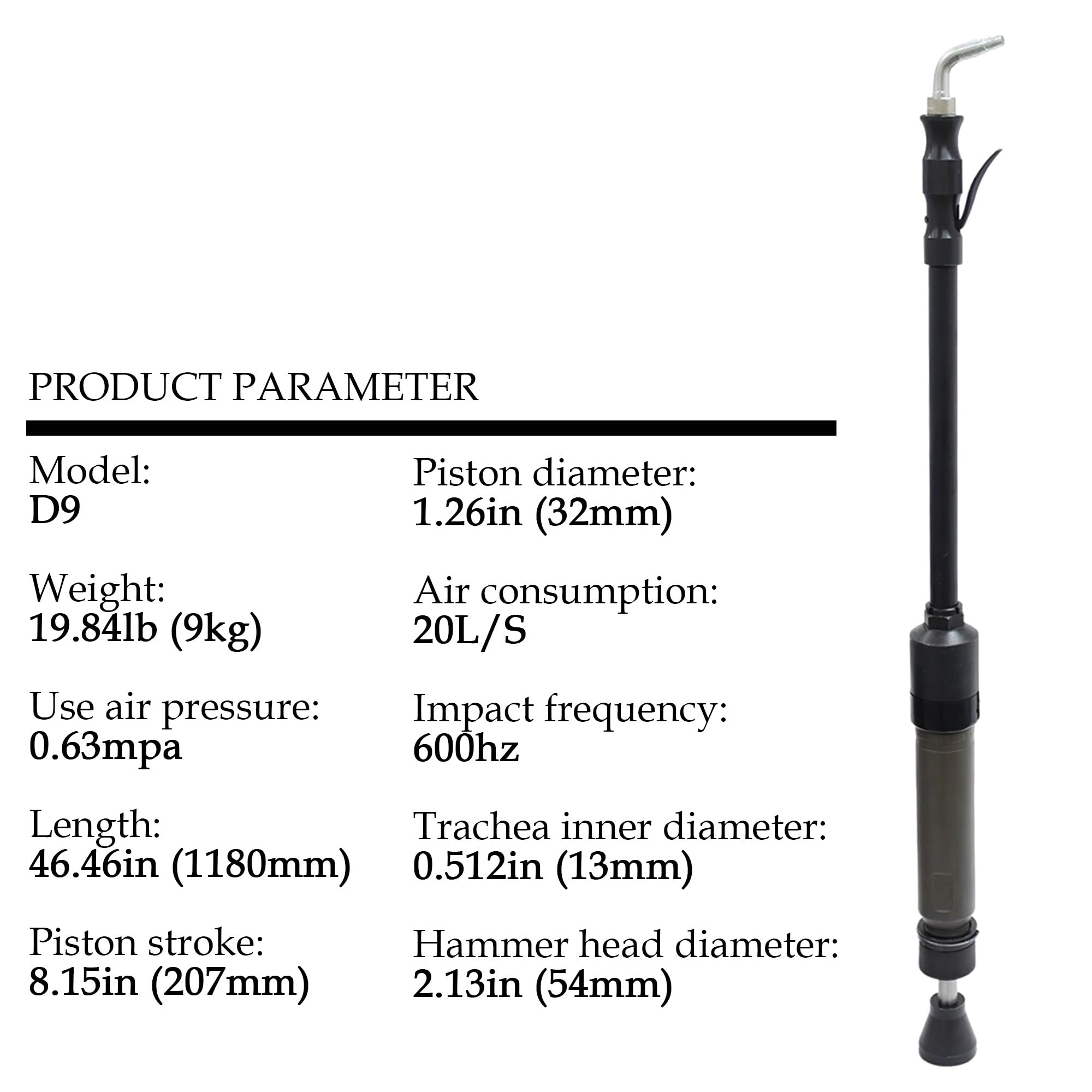 Maisutseb Pneumatic Tamper D9 Earth Sand Rammer Machine 0.63Mpa Concrete Tamping Machine Air Hammer Sander for Casting Sand Moulds,Concrete and Brick work