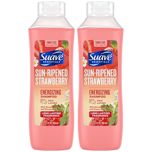 Suave Essentials Sun - Champú de fresa madura 12 oz - Paquete de 2