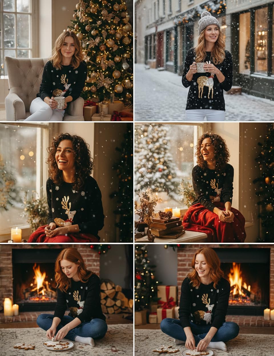 v28 Ugly Christmas Sweater for Women Reindeer Funny Merry Xmas Knit Sweaters - Image 5