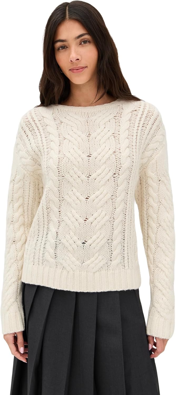 LE BOP Women's Sabine Cable Knit Sweater