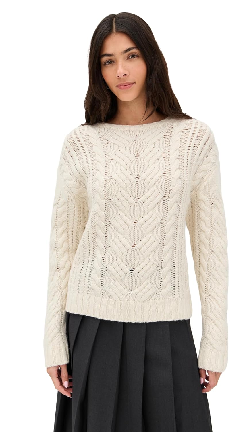 LE BOP Womens Sabine Cable Knit Sweater