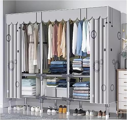 Miniatura 16 de large closets Assemble Wardrobe Closet Rugged Metal Frame Wardrobe Rack with Thick Cloth Cover Armoire Wardrobe Closet with Hanging Rods