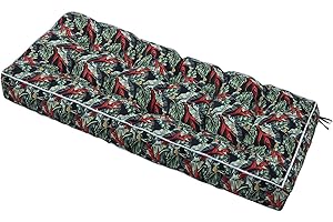 Waterproof 41 Inch Floral Print Outdoor Patio Bench Cushion