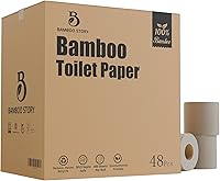Vista 8 de Papel higiénico de bambú sin blanquear, 12 rollos, 3 capas y 300 hojas de papel higiénico de bambú, certificado FSC, biodegradable, sin químicos