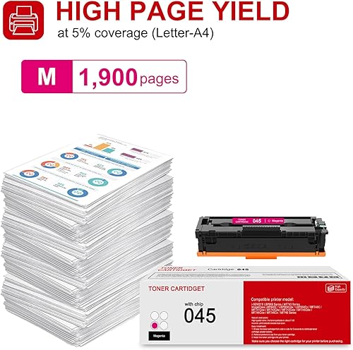 Miniatura 3 de Paquete de 1 cartucho de tóner magenta 045 1240C001 compatible CRG045 repuesto para Canon Color imageCLASS MF631Cn MF632Cdw MF633Cdw MF634Cdw