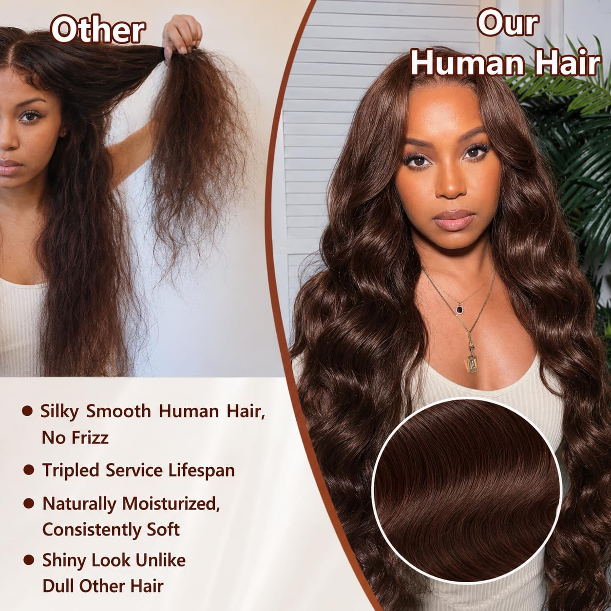 HC 22inch Chocolate Brown Lace Front Wig 13x6 HD Body Wave Human Hair Brown Human Hair Wig 200% Density Pre Plucked Glueless Brown Wig human hair for Women（22inch）