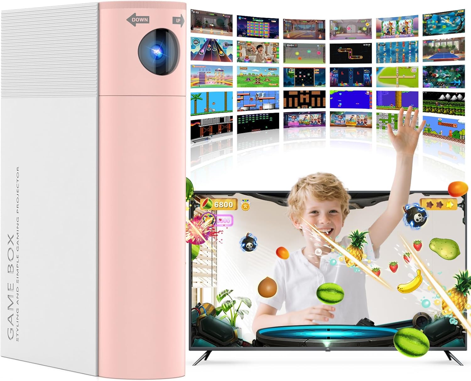 AR Motion Game Console for Kids: Plug and Play TV Video Games System for Indoor Physical Play Interactive Family Fun Game Nights Parties Playtime - Great Gift for Boys Girls Pink&White