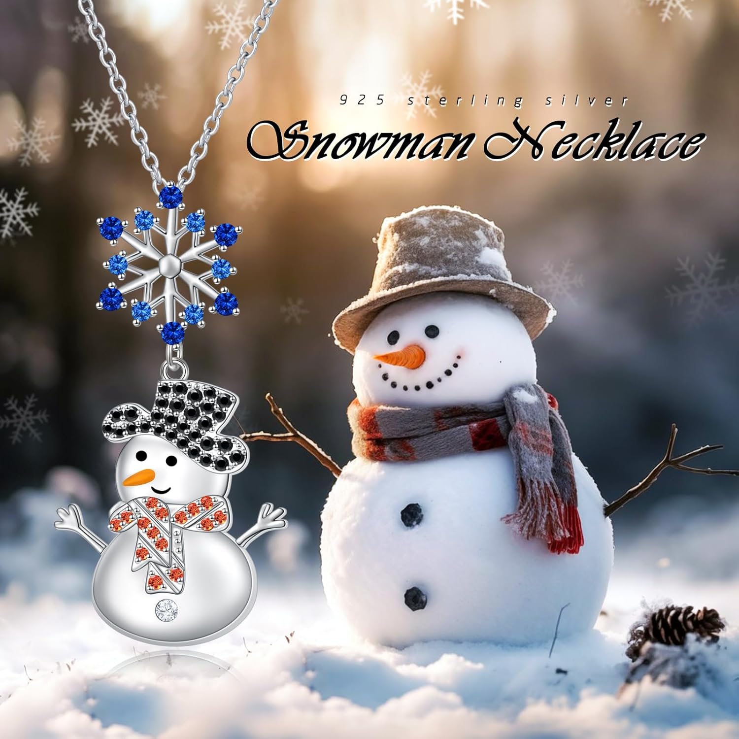 Christmas Necklaces for Women 925 Sterling Silver Christmas Tree/Snowflake/Snowman Pendant Necklace Winter Holiday Xmas Jewelry Christmas Gifts for Women - Image 5