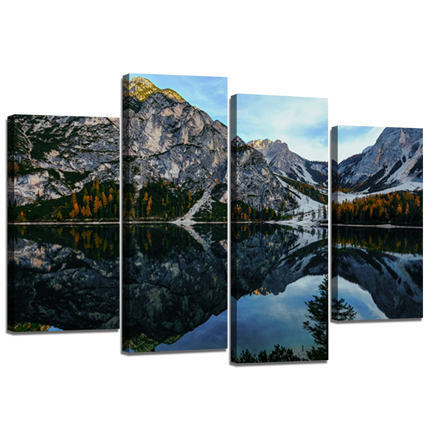 Photo 1 of 4 Pieces Colorado Wall Art Canada Mountain Scenery Pictures Wall Decor for Living Room Bedroom Banff National Park Moraine Lake Landscape Canvas Prints Poster Paintings Giclee Artwork Home Decorations 48"W x 32"H(4pcs? 01mountain4pcs