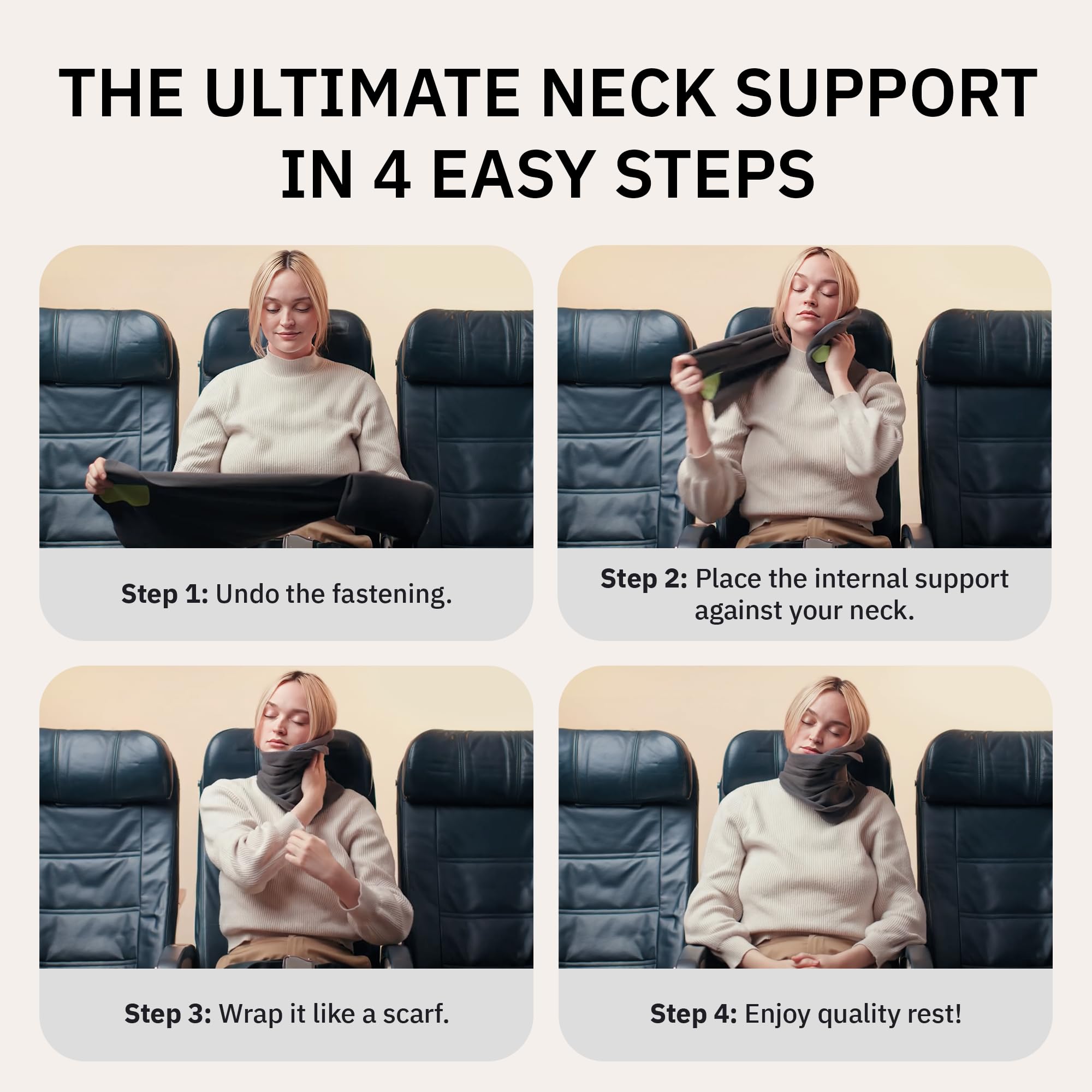 Trtl Pillow - Scientifically Proven Neck Support Travel Pillow for Airplanes - Lightweight and Machine Washable - Ergonomic Design for Traveling on Cars and Trains - Black view 2
