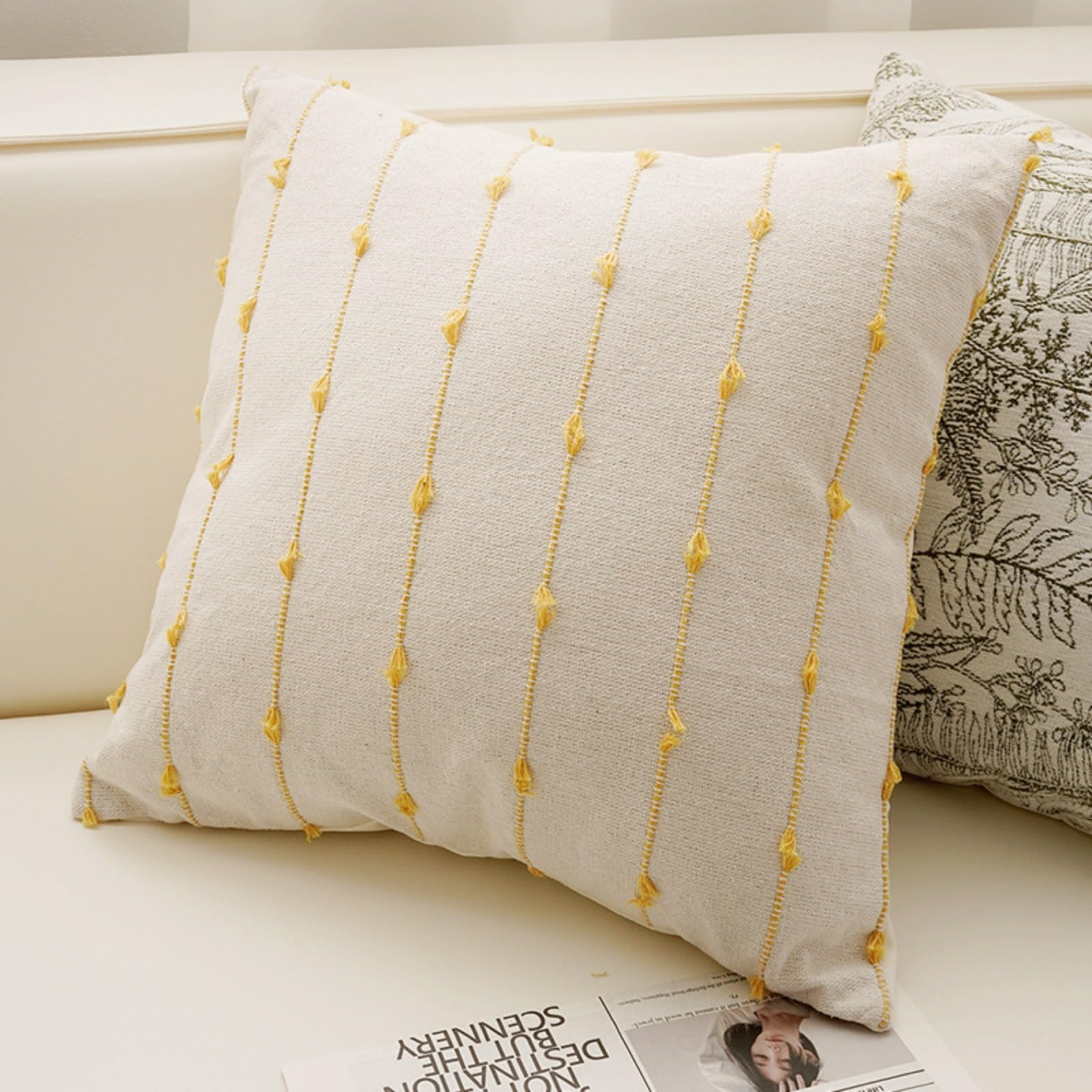Housse de coussin décorative style antique 18x18in motif crème français pour salon et lit