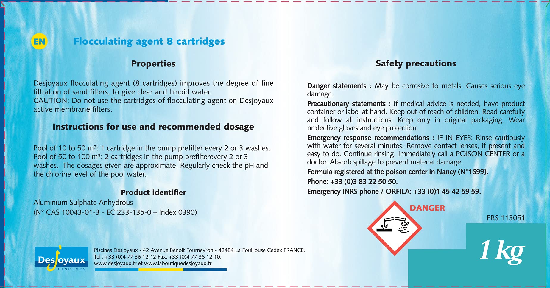 Desjoyaux Pools 1kg Pool Flocculant 8 Tablets Water Clarifier