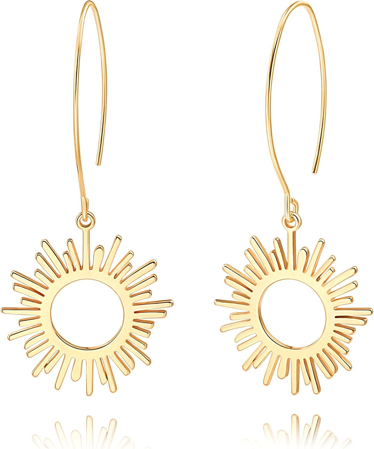 Geometric drop dangle earrings boho statement hoops gold plated