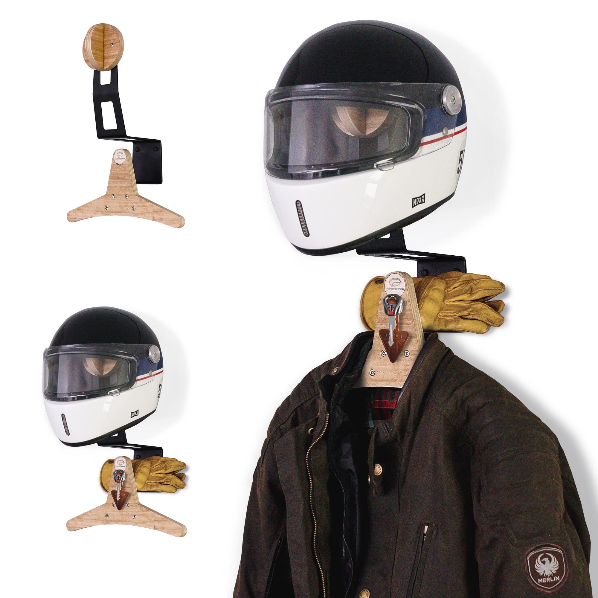 Supporto per casco, motorcycle helmet hanger, Helmet Holder black, wood helmet rack
