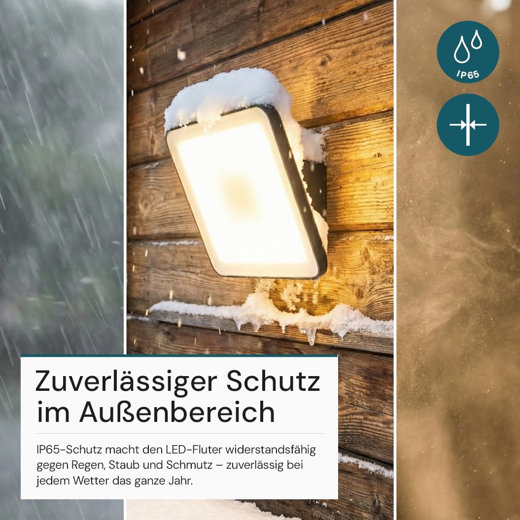 LUXULA LED Strahler mit Bewegungsmelder außen 4 Stück - 50W 6000lm 4000K neutralweiß, IP65 230V Fluter mit Kabelverbinder, 120° verstellbar, Wand- & Eckmontage für Hauswand, Einfahrt, Hof
