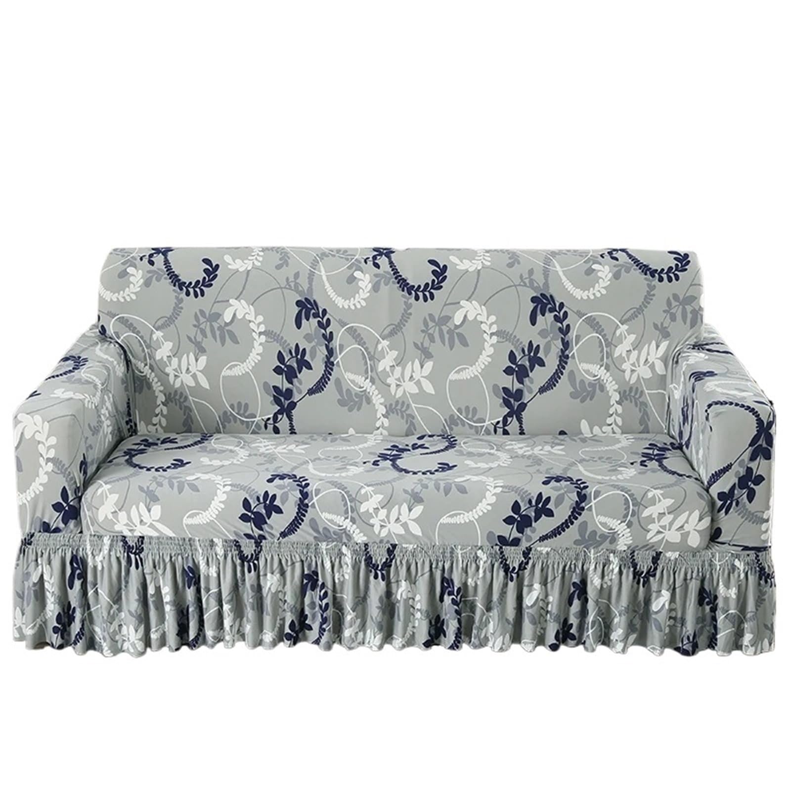 Printed Ruffled Skirt Sofa Covers for Living Room Stretch Couch Cover Furniture Protector Easy Fitted Washable Gonna copertura divano(Color 19,4-seater 235-300cm)