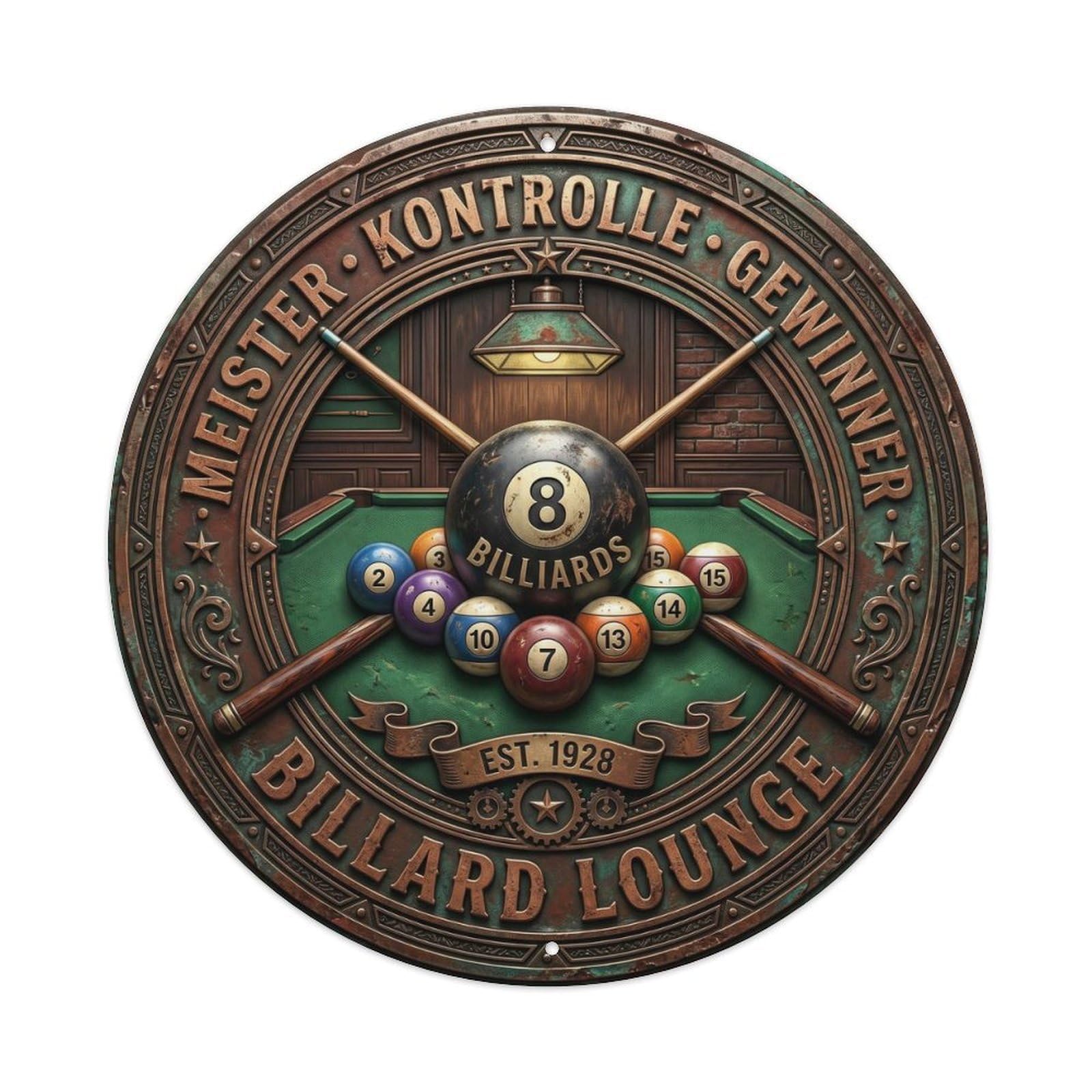 Cwbufd Vintage Style Master Control Winner Billiards Lounge Vintage Metal Tin Sign Plaque Wall Decor For Cafe, Club Bar, Office, Garden Metal Poster 8X8inch